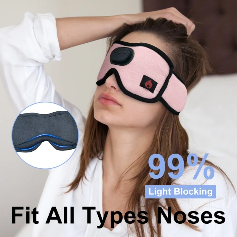 Heated Bluetooth Sleep Eye Mask Sleep Headphones Flax Grey
