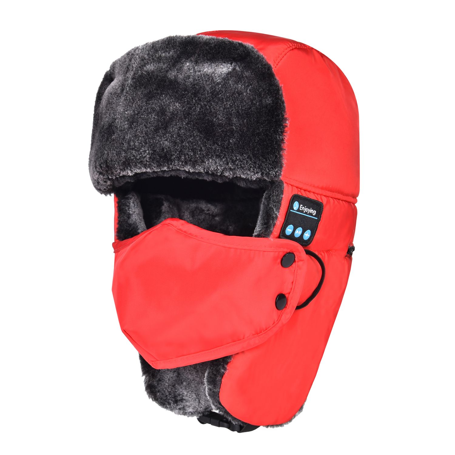 Rød Bluetooth Trapper Hat med øreklapmaske